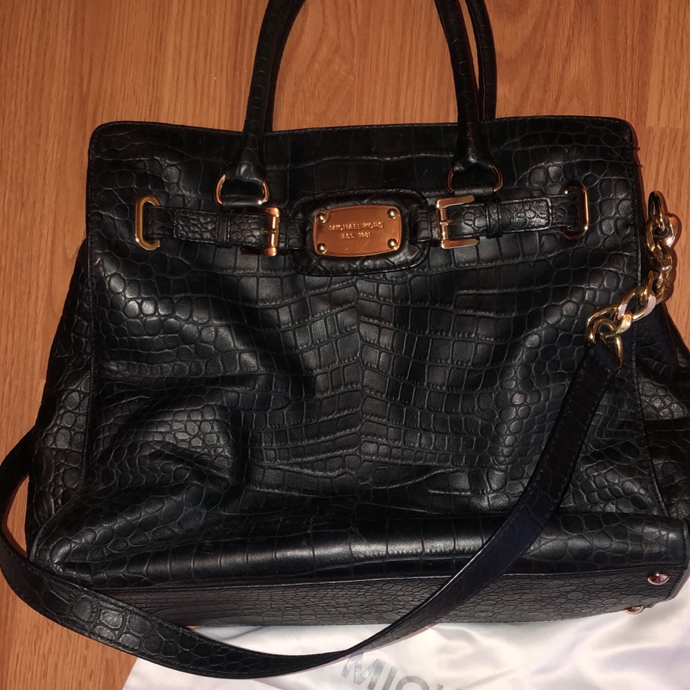 Michael Kors crocodile embossed large leather tote